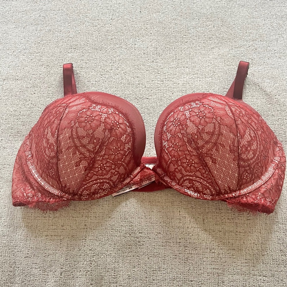 Victorias Secret Dream Angels Push-Up Bra Burgundy Lace 36DD NEW